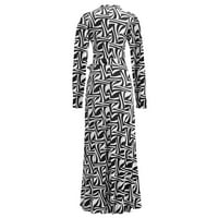 Летни рокли за продажба на клирънс за жени плюс размер дълъг ръкав печат цифрова печат рокля кръгла шия midi fit и flare непринуден