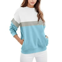Hfolob sweatshirts за жени в цвят на жените блокира небрежен дълъг ръкав горен екипаж Суичър на шията хлабав пуловер джобни пуловер