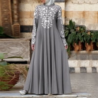 Yubnlvae плюс размер рокля арабски кафтан абая макси жени, зашиващи джилбаб рокля дантелена рокля женска рокля сиво l