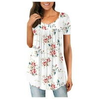 Ризи с копче за дамски къси ръкави кръгли блузи на врата върхове точки бяло xxlfashion жена блузи
