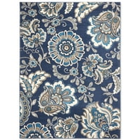 Начало динами Тремонт Линкълн Бохемски флорален килим, Тъмно синьо сиво, 21 х35