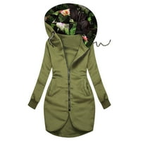 frehsky качулки за жени жени модна флорална печатница с цип джобна суичър с дълъг ръкав палто цип качулка жени зелено