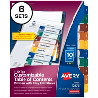 Avery Ready Inde Персонализирана съдържание Asst Dividers 10-таб LTR комплекти 12173