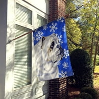 Съкровищата на Каролайн LH9274-Flag-Parent Bulldog English Winter Snowflakes Holiday Flag, Multicolor