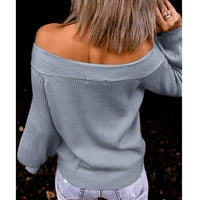 Женски о-изкопрен лъч ръкав Разхлабена плетена пуловер пуловер джъмперни върхове