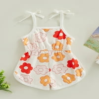 Thaisu Toddler Baby Girls Summer Sling Jumpsuit Floral Print Leeveless Tie-Up Shorts Gatdys Romper