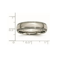 Полиран титанов пръстен за сватбена лента с мъниста ръб