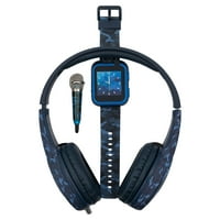 детски смарт часовник с мини микрофон и слушалки, син камуфлаж