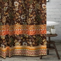 Бос бунгало Audrey Brown Orange White Floral Paisley Tropcial Polyester Sush Curtain, 72 72
