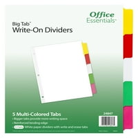 Office Essentials запис на хартия разделител, цвят, голям раздел, 5tab