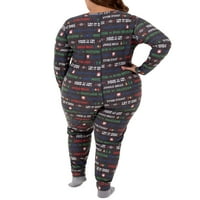 Плодове на тъкачния стан дамски & дамски плюс Коледа печатни термо Оребрени съюз костюм пижама