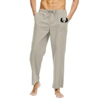 Панталони за мъже Дръпка Y2K Панталони памучно бельо отпечатани еластични панталони за талия сиво xxxxxl