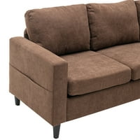 Аукфа Модерен секционен диван-двуслойно съхранение табуретка за малко пространство-хол мебели комплект-Полиестер-сив