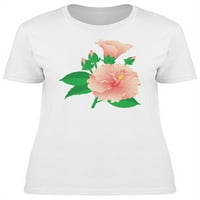 Розови цветя на хибискус и листа тениска жени -раземи с Shutterstock, женска голяма