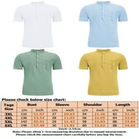 Grianlook Men Небрежни копчета Блуза с джобна тениска с твърд цвят ежедневно носете Henley Neck Summer Tops Olive Green 5xl
