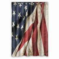 Стария американски флаг Мемориал Ден 4 юли Ден Ден Водоустойчив полиестер плат за душ
