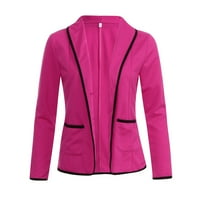 Жени бизнес палто костюм с дълъг ръкав тънък яке за изход l горещо розово
