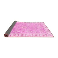 Ahgly Company Indoor Round ориенталски розови традиционни килими, 5 'кръг