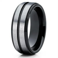 -Блак волфрамова сватбена лента - сив волфрамов пръстен - мъжки сватбен пръстен