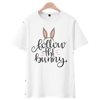 Детски тениски Великденски заек Небрежен тениски за кръгла шия Семейство Тениски за семеен щампа с къс ръкав