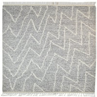 Вълна тъмно сив килим 6 '8' модерна ръка, плетена марокански килим с размер на шеврон