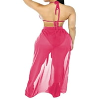 Комплект бански костюм на розовата кралица за жени с чиста мрежеста пола покрива