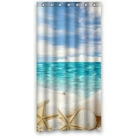 HelloDecor Лято отидете на морето и Rela Yourself Yoursher Dower Purtain Polyester Fabric Decorate Decorive Curtain Size