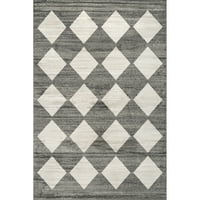 съвременен Геометричен килим за плочки, 6 '7 9', сив