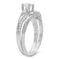 Колекция DazzlingRock 1. Карат 14K Кръг диамантен камък Булчински годежен пръстен комплект CT, бяло злато, размер 5