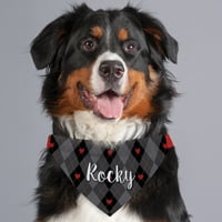 Черно и сиво сърце Аргайл персонализирани куче кърпа яка покритие
