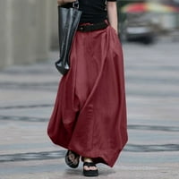Жени модни ежедневни солидни разхлабени еластични ленти пола с цип джобна пола дълга пола