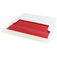 Фолио облицовани пликове за покани, 18, Бяло с червено фолио, насипно 250 кутия