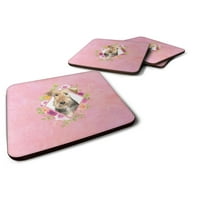 Carolines Treasures CK4204FC Airedale Terrier Pink Flowers Foen Coaster Комплекс от 4, 1 2, Мултилолово