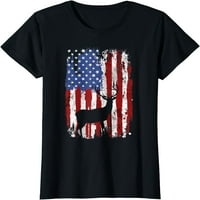 Тениска на американски флаг елен лов на американски флаг за жени с къс ръкав ризи черен тройник