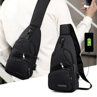 TEPSMF чанта за каишка Crossbody Backpack с USB дупка с отвор за отвори за слушалки Раница туристическа раница многофункционална