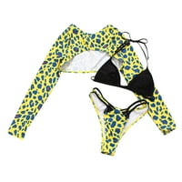 Женски бикини бански костюм дамски тънък каишка комплект леопардов печат бикини комплект бански костюми слънце плаж