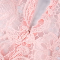 Рокли за жени с V-образно разхлабена дълга флорална вечерна рокля рокля без ръкави розово 3xl