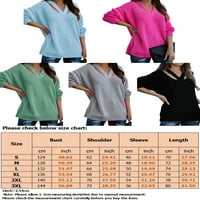 Paille Ladies Solid Color Clitwear Loteater Plain Chic Jumper върхове Кух, работеща с плетени пуловери Пуловер Сив m