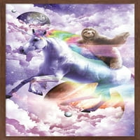 Джеймс Букър-Епичен Космически Ленивец, Яздещ На Плакат На Стената На Еднорога, 14.725 22.375 В Рамка