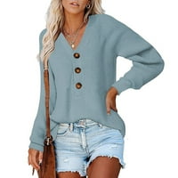 Levmjia пуловери за жени модерни соли с дълъг ръкав джобни плета пуловер с v-образно палто с пуловер