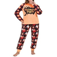 Семейна пижама на Хелоуин комплект тикви и призраци с писмо кариран карикатура страшно облекло нощно облекло