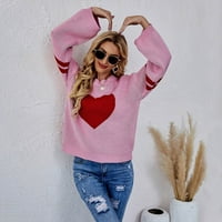 Ведолай женски пуловери Дамски пуловери мода есен зима ежедневни разхлабени меки пуловерни върхове, розови s
