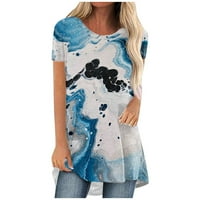 Giftesty женски отпечатана тениска с къси ръкави блуза кръгла шия ежедневни върхове