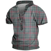 Мъжки ризи Европейски и американски мъжки винтидж топ цифров печат с къси ръкави върхове сиво XL