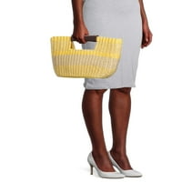 Лъжичка жените Райета тъкани плажна чанта с подвижна торбичка, жълто