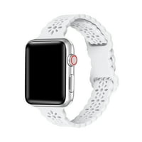 Луксозен тех дантела детайл силиконов спортен бандаж за размер на часовника на ябълка-бял