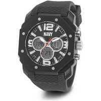 Мъжки САЩ ВМС черен циферблат часовник, черна гумена каишка