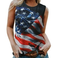 Върхове без ръкави за жени американски звезден флаг горна риза v кичур риза за модна риза без ръкави за независимост на ризата