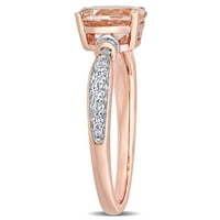 Миабела Дамски 1-КТ Морганит КТ диамант 10кт Розово злато захваната лента годежен пръстен