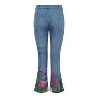 Xinqinghao Plus Размери Панталони за жени за жени с дълъг избор на жени от печатни небрежни панталони удобни микро разгънати панталони